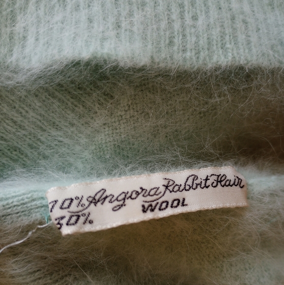 Angora! Motta Knitwear Mint Green Fuzzy Italian Angora Sweater - Picture 12 of 15
